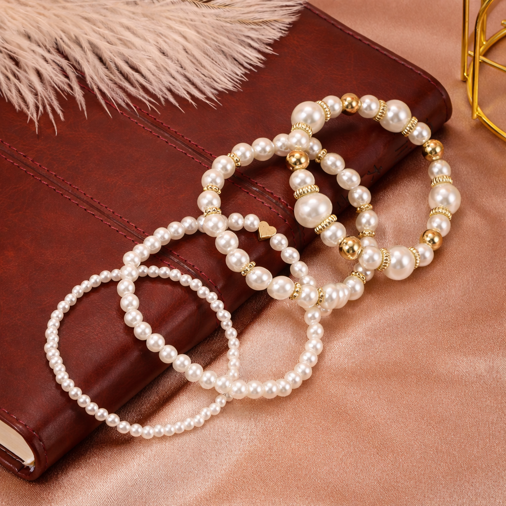 Set di Bracciali di Perle Senza Tempo