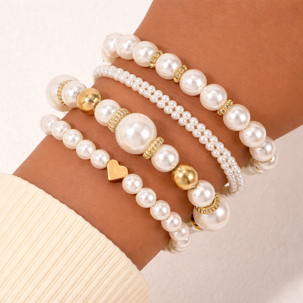 Set di Bracciali di Perle Senza Tempo