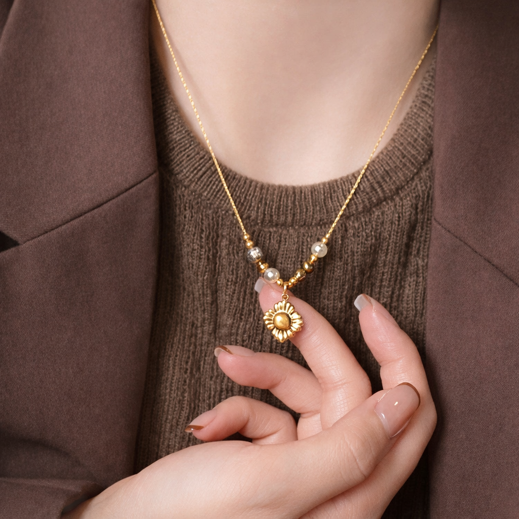 Collana Maillard con Croce e Occhio di Tigre